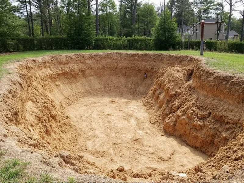 Properly sloped excavation site for in-ground pool
