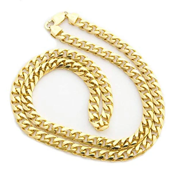 

Missjewelry Men 14k Gold Chains Designs Miami Cuban Link Chain, Gold, rose gold, white gold