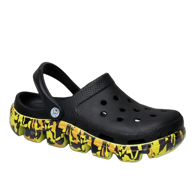 

New Design Wholesale Men Clogs Sandals Beach Slip On Mens Shoes Men's Casual Shoes, Camouflage + colorful + printing + solid color stitching