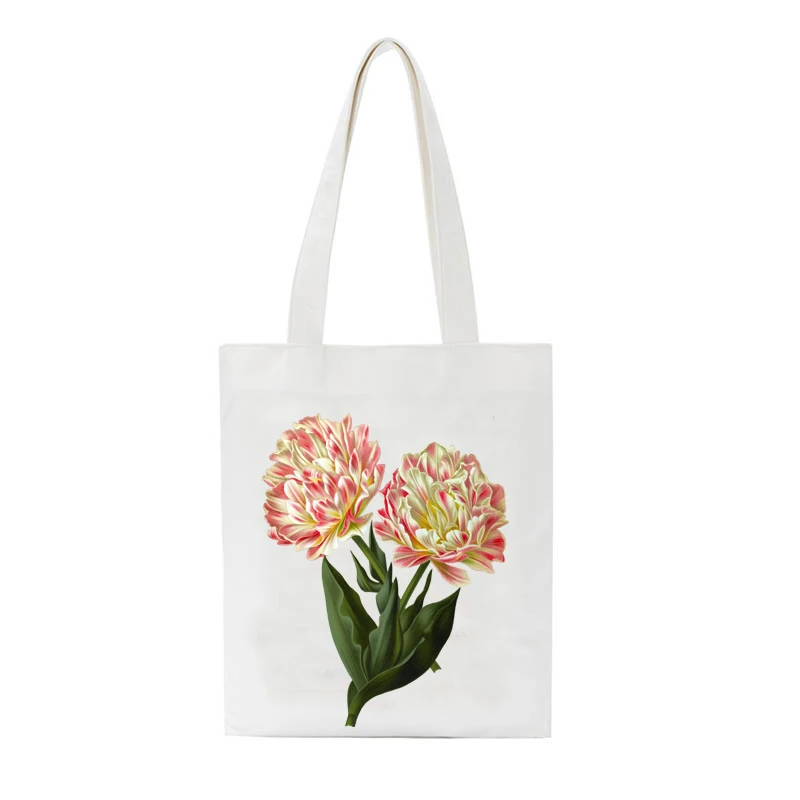 

Floral Print Canvas Tote Handbags Daily Use Reusable Cotton Travel Casual Shopping Bag Summer Beach Bag