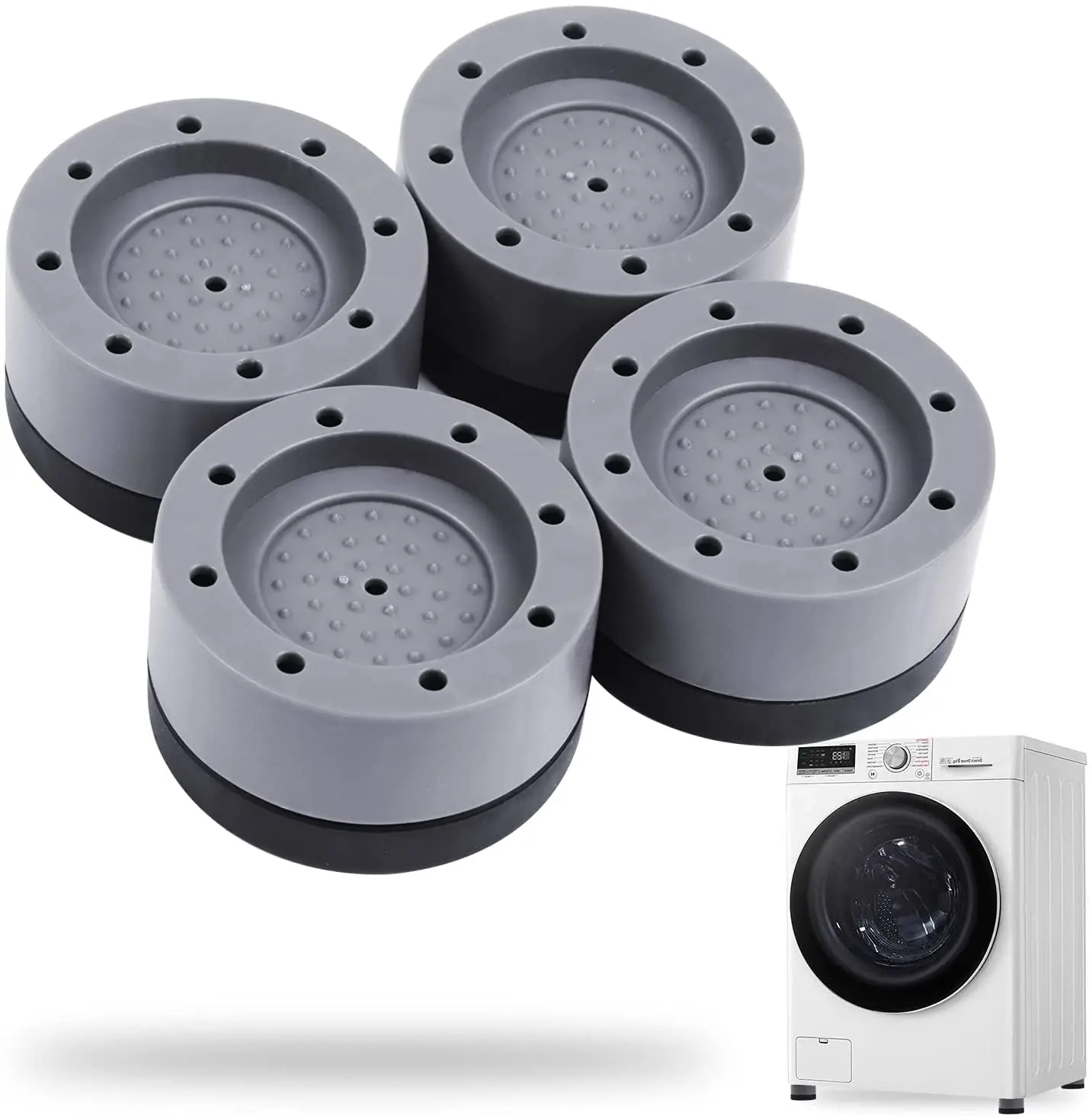 

Anti Vibration Pads for Washing Machine Shock and Noise Cancelling Washer Dryer Support Anti-Walk Foot Pads Anti Slip Rubber Mat