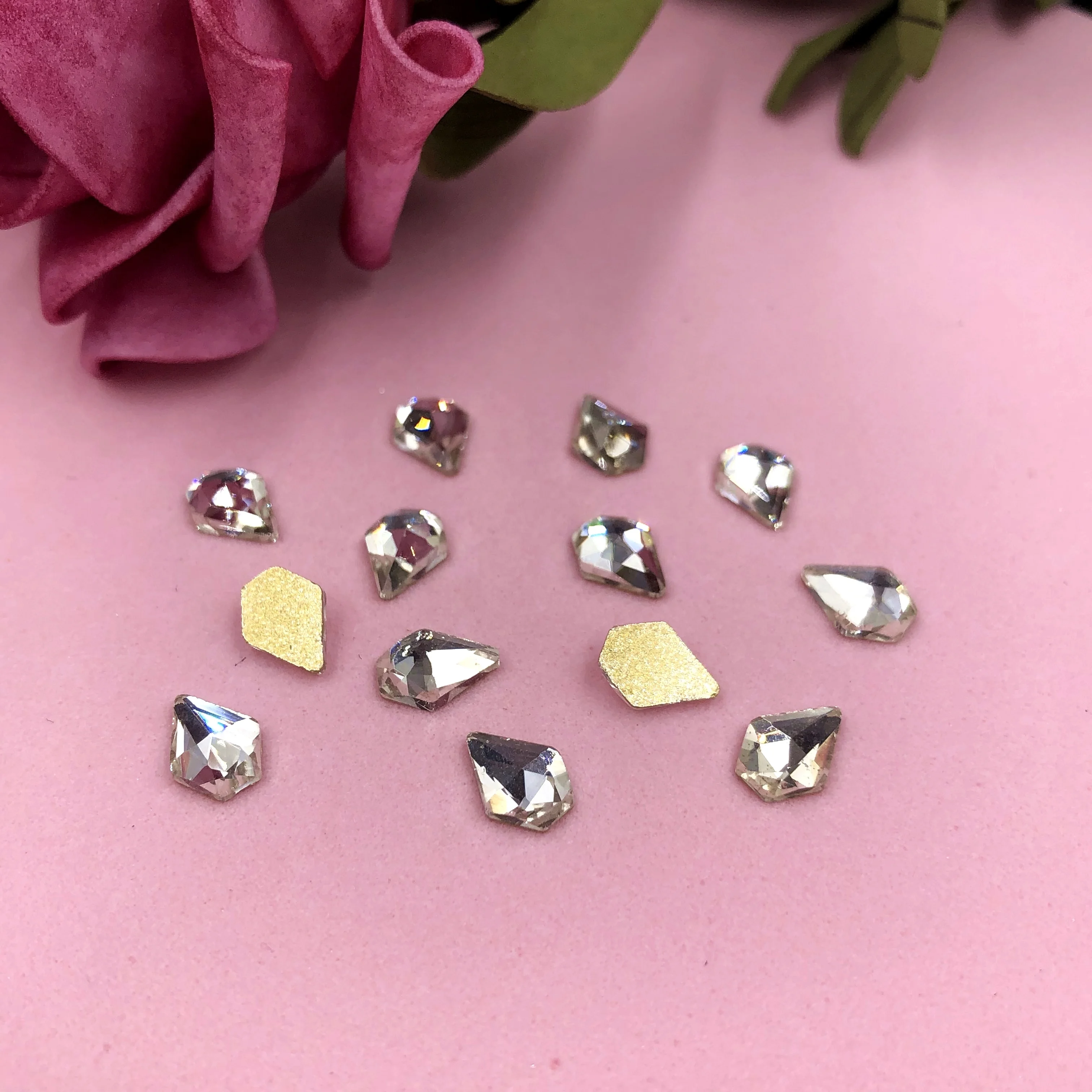 

Loose Glass Abnormity Colorful Diamond Shape Red AB Teardrop Crystal Rhinestone AB