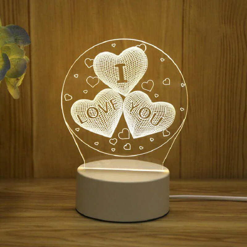 
Gift Love Theme Custom bedside lamp 3D Decorative Acrylic Optical illusion LED Night Light 