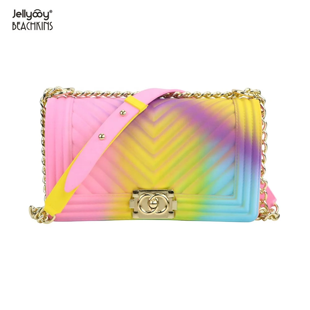 

Jellyooy BEACHKINS PVC Jelly Bag Matte V Stripe Multicolor INS Chic Girl Colorful Large Jelly Purse Bags, 20 colors. accept make new colors.