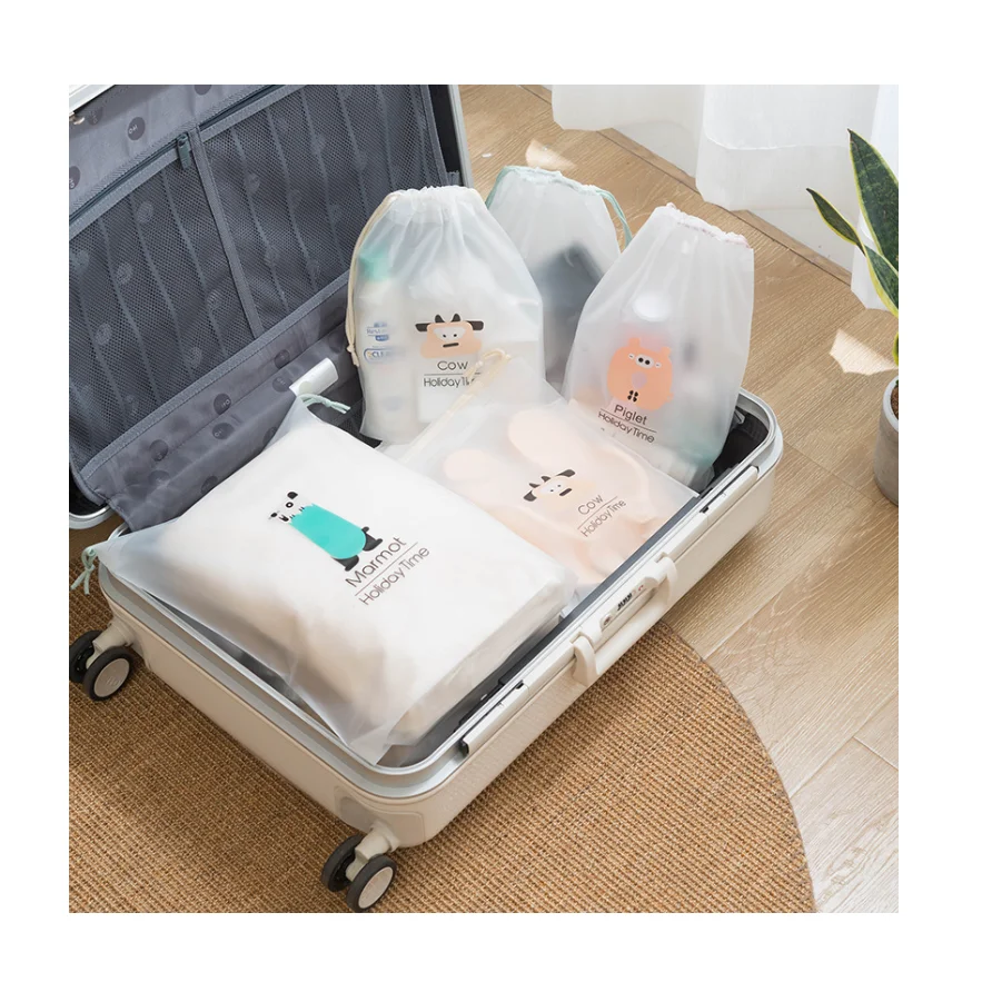 

Waterproof Travel Cartoon Drawstring Bag Custom Drawstring Clothing Storage Bag Travel Sub-package Organizing Folders, Refer to photos or according to your requirements