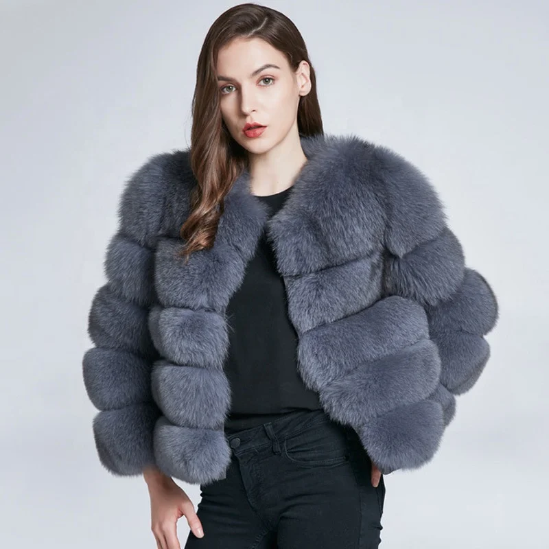 

High street fashion women soft hand feeling fake fur jacket striped cut short overcoat new faux fur coat