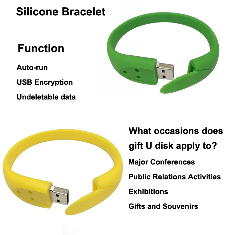 Free Design Bracelet Pendrive 8GB OEM PVC Wristband USB Flash Drives for Promotional Gift - ANKUX.COM