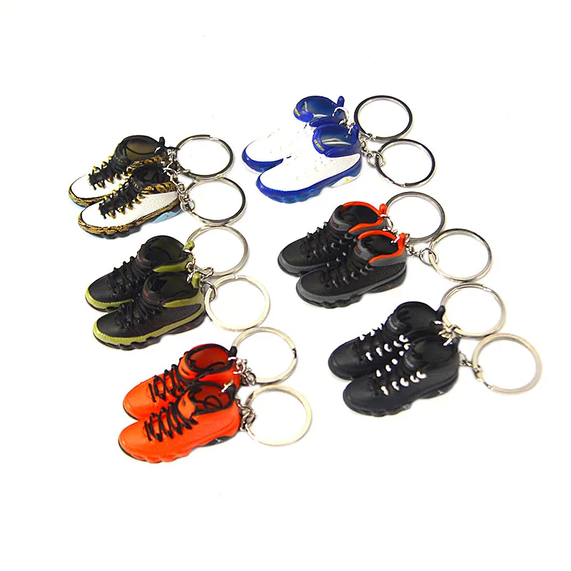 

Dropshipping kickssmini Air 9 Retro High OG bred banned 3d pvc mini shoe sneaker keychain with mini box and bag, Mixed more than 100 colors