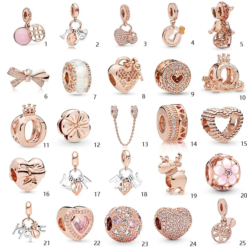 

80 Kinds Style Rose Gold Silver Mom Love Cartoon Alloy Charms For Pandora Bracelet Beads DIY Jewelry Gift