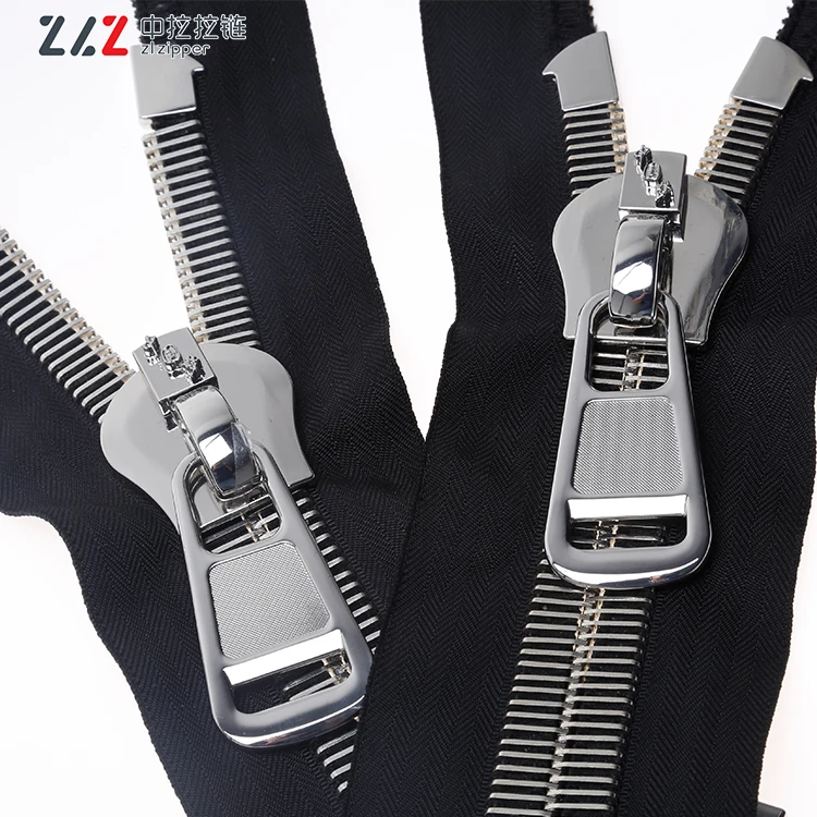 

38# shiny silver zipper custom zipper puller large metal zipper for garment