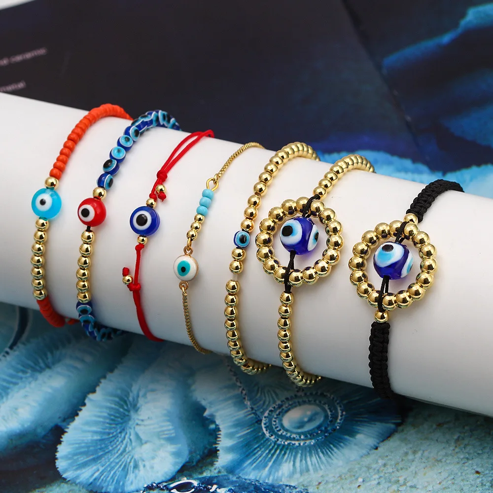 

2021 fashion adjustable devil eye bangles Turkish blue eyes jewelry handmade evil eyes bracelet