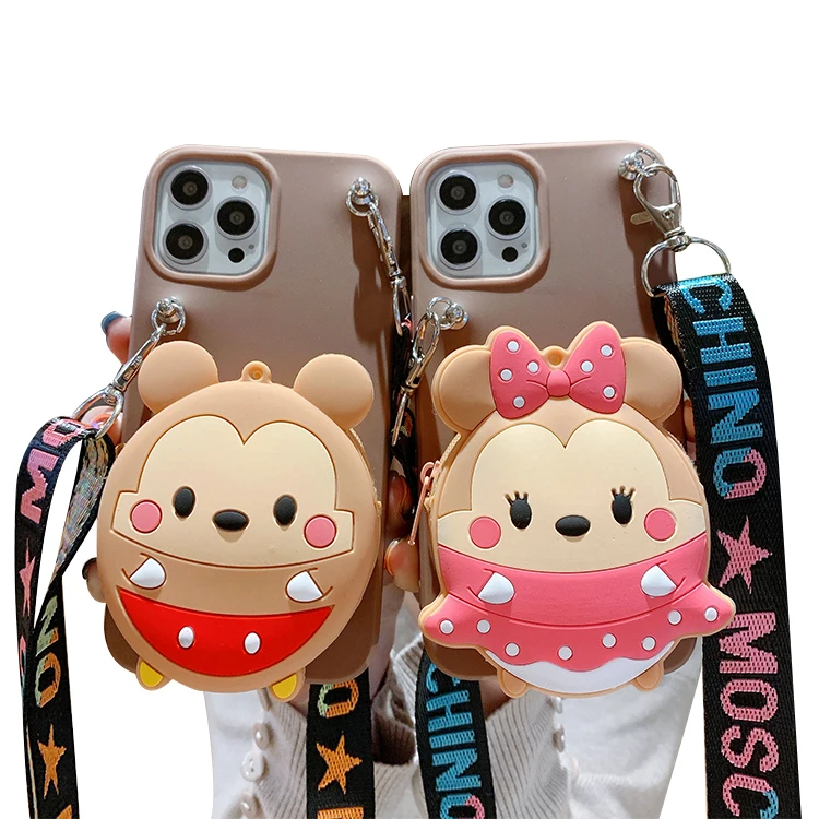 

Cartoon Mini Mickey Wallet bag crossbody lanyard soft silicon mobile phone case For Xiaomi 11 lite Redmi Note10 9T 9cPoco M3