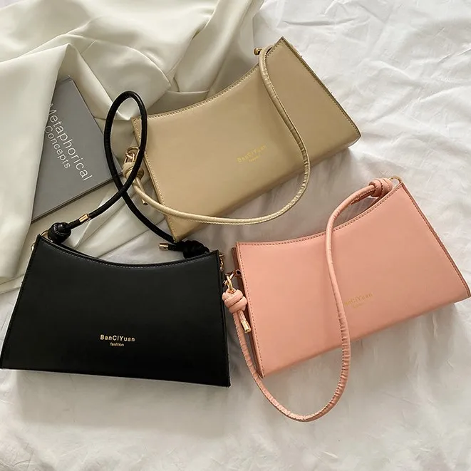 

Summer half moon flying man high quality PU2021 new trendy texture fashion shoulder bag i woman underarm bag, Pink,black,khaki