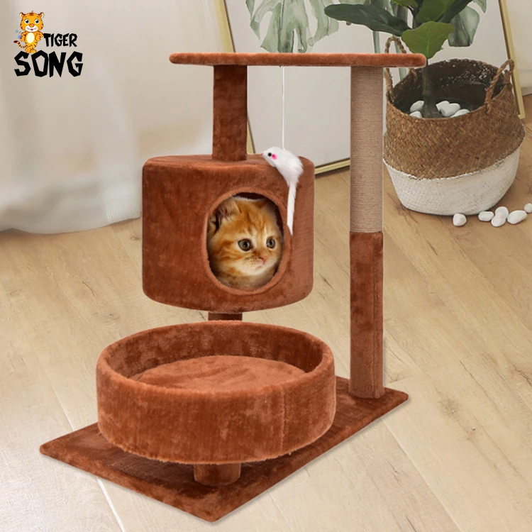 

Wholesale Sisal Cat Toys Climbing Scratch Pet Scratcher Wood Condo Furniture Tower Cat Tree, Customized color