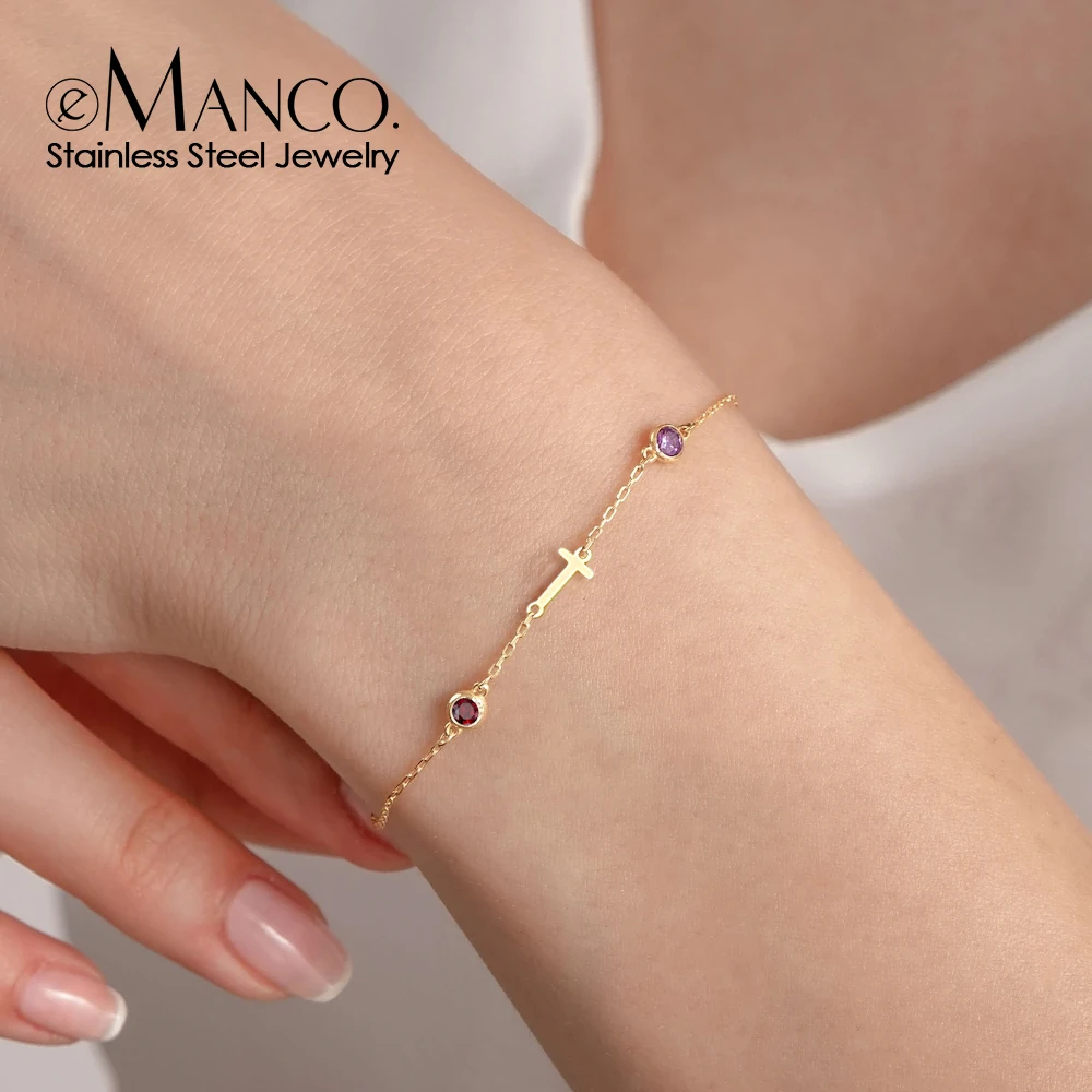 EManco Dainty Personalized Name Jewelry Women Custom Gold Color 26 Initial Letters Name Bracelet Stainless Steel