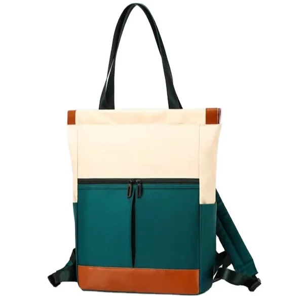 

Color Matching Canvas Bags Large Capacity Bag Multifunctional Outdoor Waterproof backpack Nylon Laptop Backpack, Black/green/white/blue