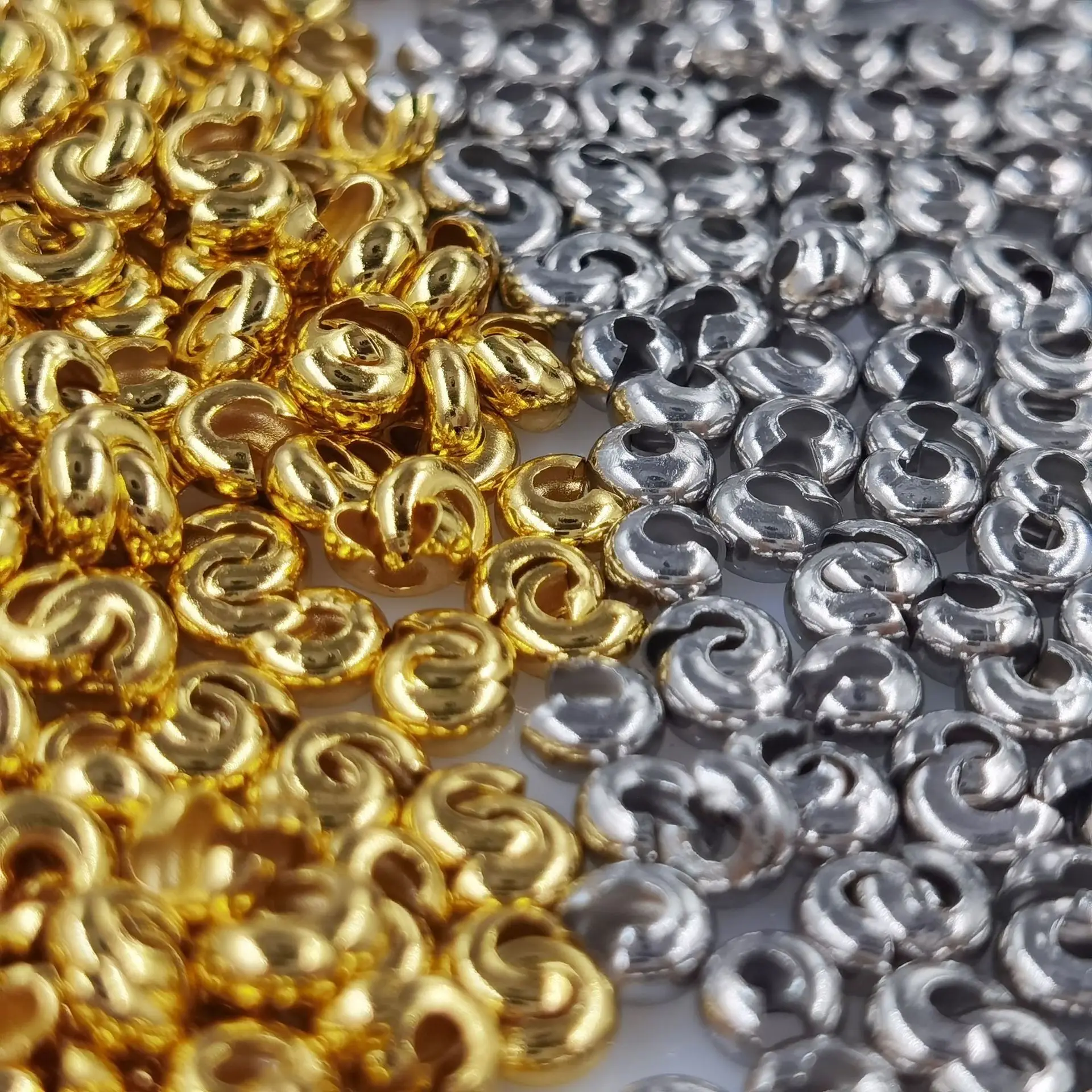 

3mm 4mm 6mm C Shape Big Hole Stopper 304 Stainless Steel Open Covers Crimp End Beads for jewelry making