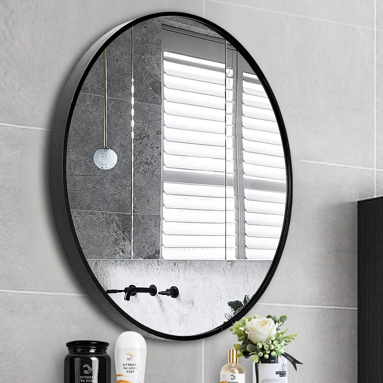 

Ruicheng Factory Wall Decor Plain Design Round Bathroom Mirror With Black Aluminum Alloy Frame, Black,golden,silver,white,gray,customized