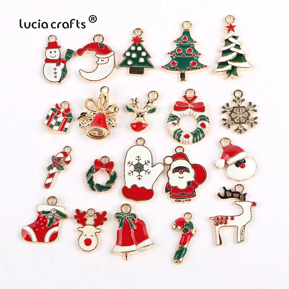 

DIY Jewelry Making Necklace Bracelet Earring Art Crafts Christmas Pendant Charm Gold Plated Christmas Enamel Charm Pendant