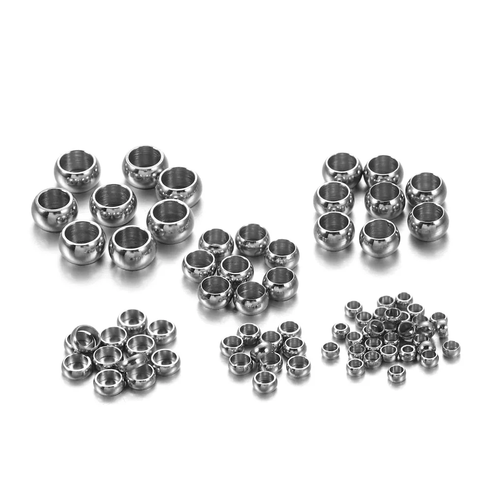 

Big Hole Stopper Bead Connectors Cover Stainless Steel loose crimp beads for jewelry making