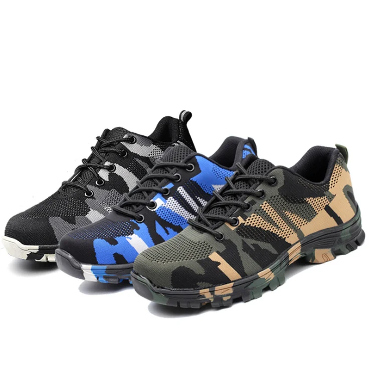 

china 2020 manufacturer branded steel toe sepatu safety shoes, construction camouflage Combat army sports working shoes, As picture
