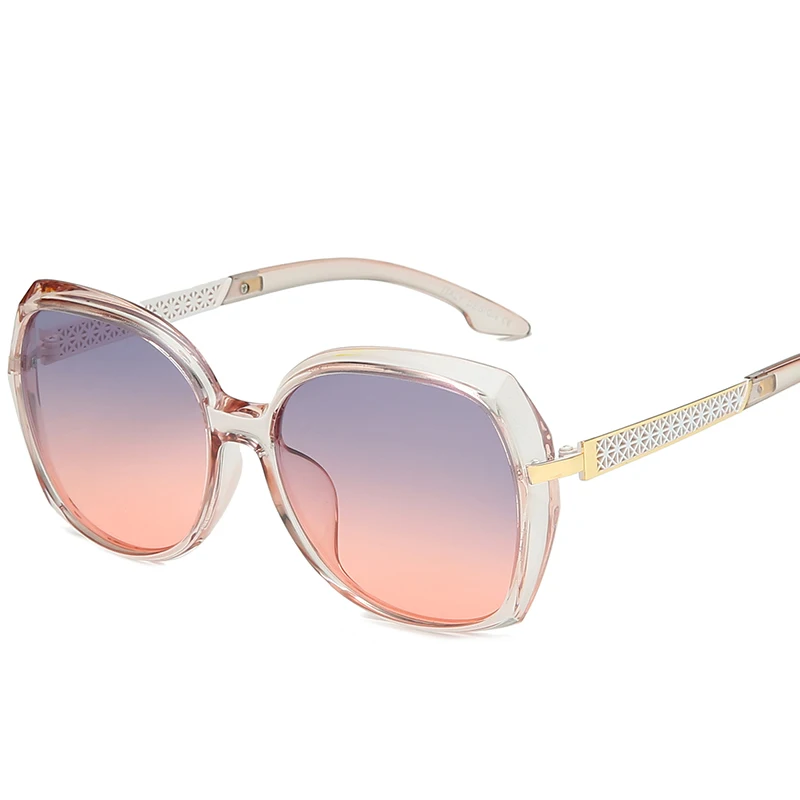 

New Arrivals Classic Woman Oversize PC Frame Decorate Alloy Sunglasses