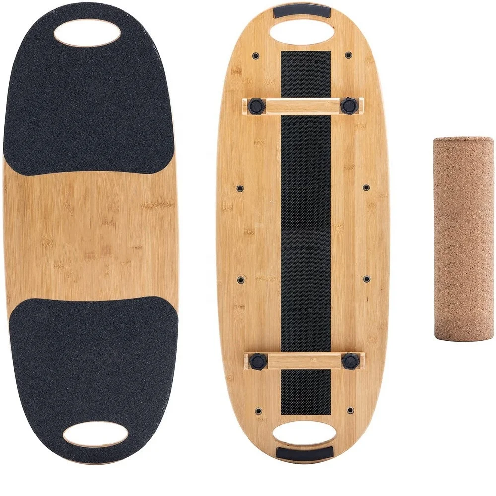 

Wellshow Sport Wooden Bubble Balance Board Stability Trainer with Cork Roller Fitness Yoga Wobble Board, Customized color