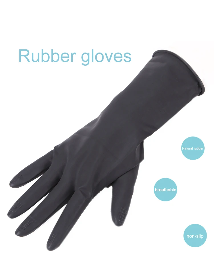 Hair Salon Hair Dye Gloves Waterproof Rubber Gloves Black Thickened Non