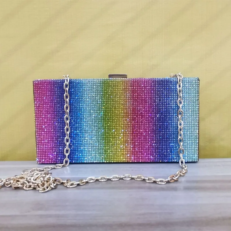 

Xianjian Original designer rainbow rhinestone purse clutch bags sac a main party purse handbags