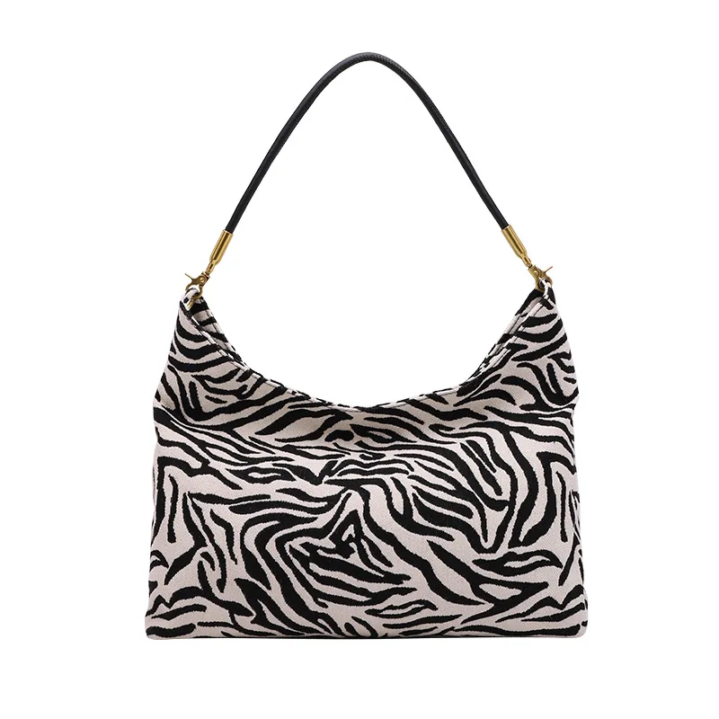 

Retro black and white high capacity pattern one shoulder women large canvas bag tote bag handbag, As pictures