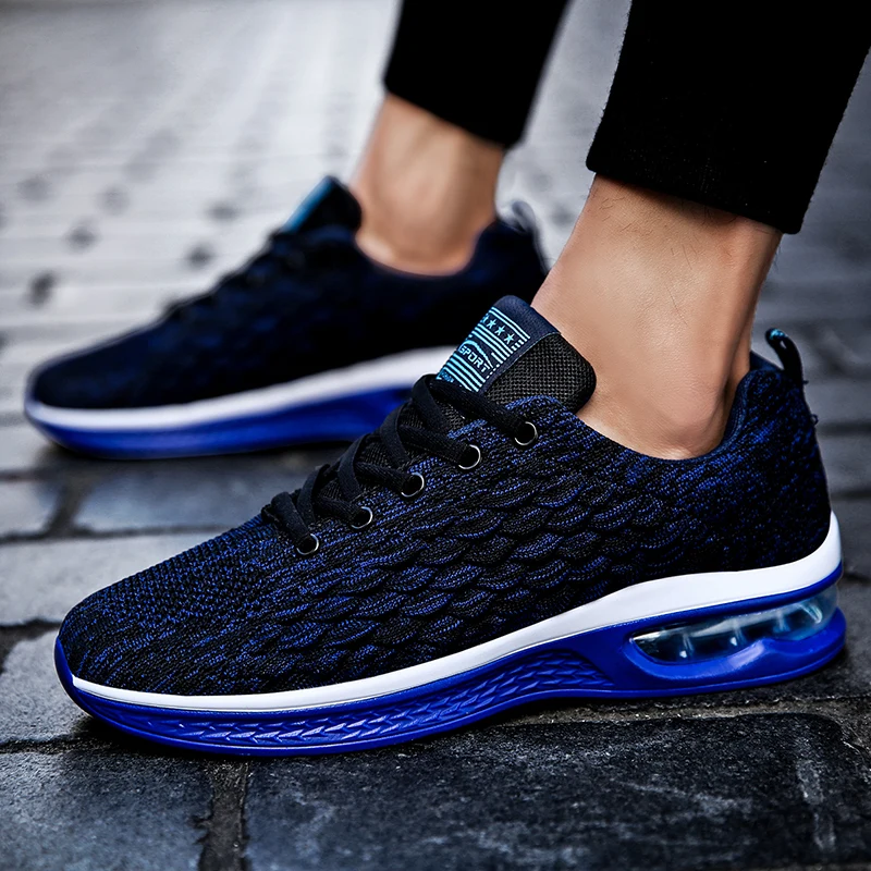 

2022 Spring Trainers Sneakers Running Sport Shoes for Women & Men Breathable Fly Knit Air Cushion Black Casual Walking Shoes