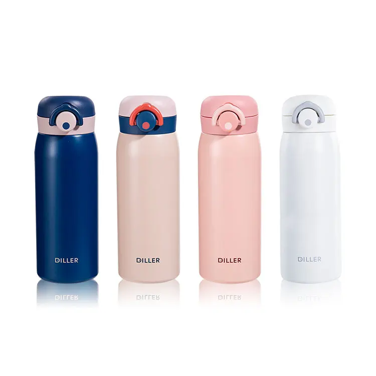 

insulated steel water bottle life vacuum flask travel mug with one touch lid, Lotus-root-pink,pink,white,blue,red