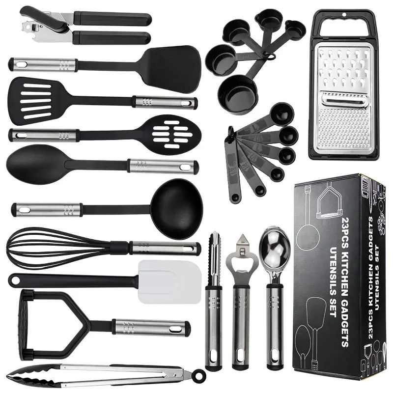 

Amazon Cross Border Silicone Nylon Kitchenware 25 Piece Set Spot Kitchen Tools Cooking Spoon Shovel Set Wholesale
