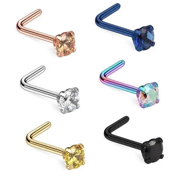 

Medical stainless steel zircon nose ring invisible nose nail puncture accessories