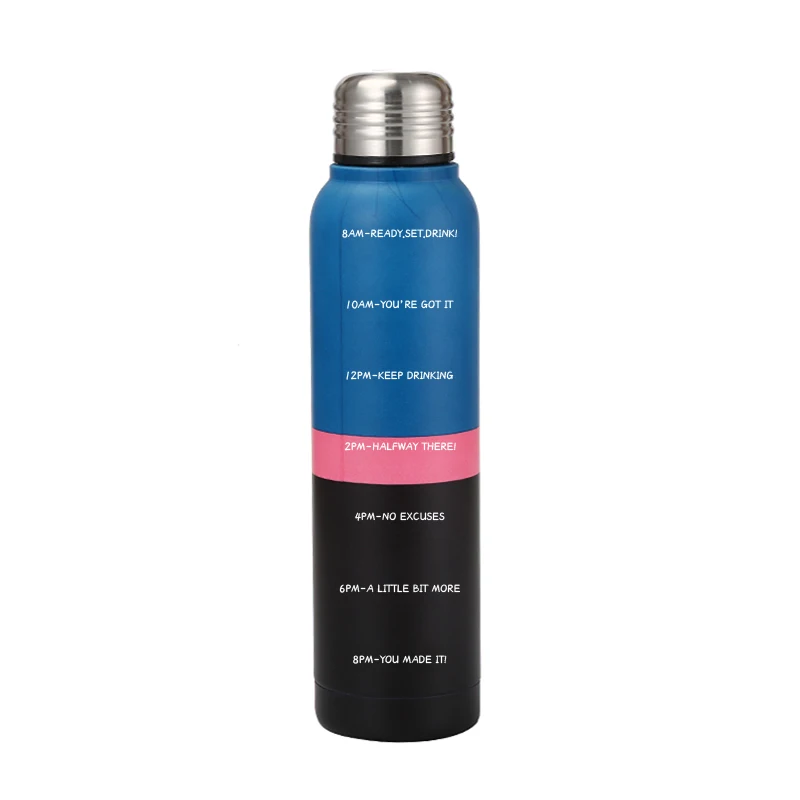 

MIKENDA Stainless Steel Water Bottle Reusable Travel Sport Leakproof Double Wall Insulated Vacuum Flask Time Maker