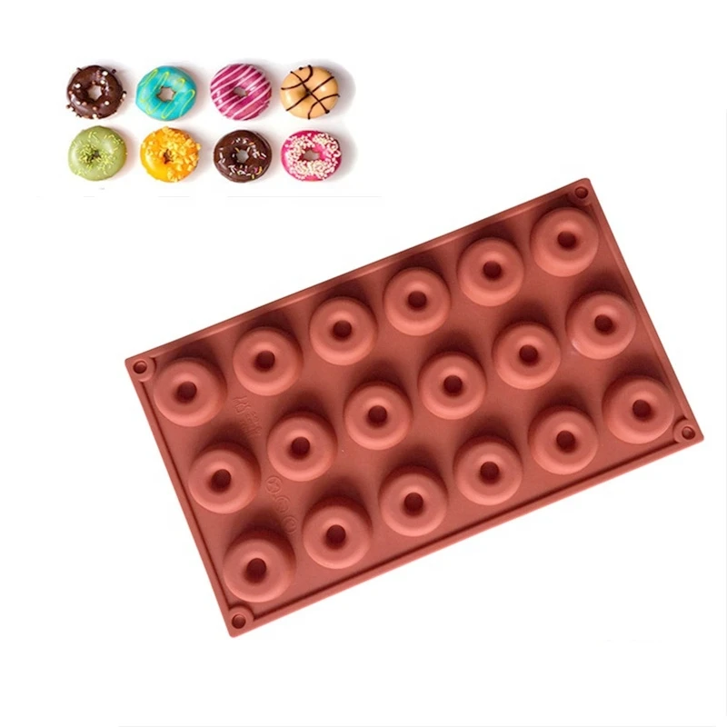

18 Cavity Silicone Mini Donuts Mold Chocolate Biscuit Cake Cupcake Molds Doughnut Mould Home Baking Dessert Mold, As shown