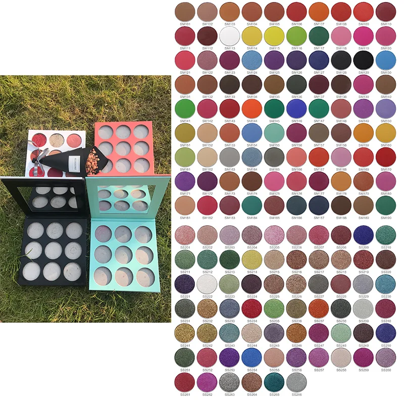

Private Label Cosmetics Custom DIY Makeup Eye shadow High Pigment Make Your Own Brand Eyeshadow Palette Low MOQ