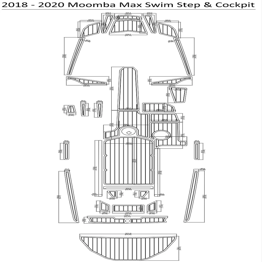 

2018-2020 Moomba Max Swim Step & Cockpit Pad Boat EVA Teak Decking 1/4" 6mm