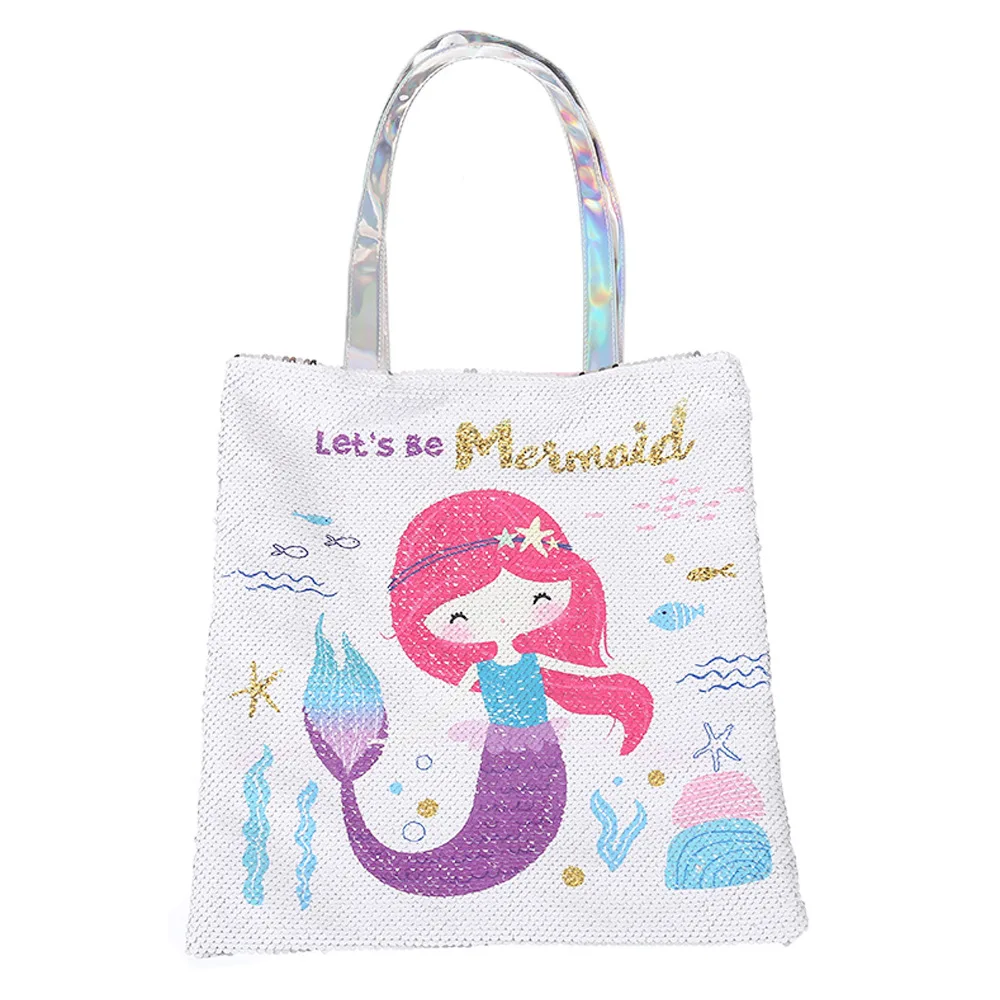 Unicorn Glitter Cartoon Sequin Shopping Bag Girl Largecapacity Hand