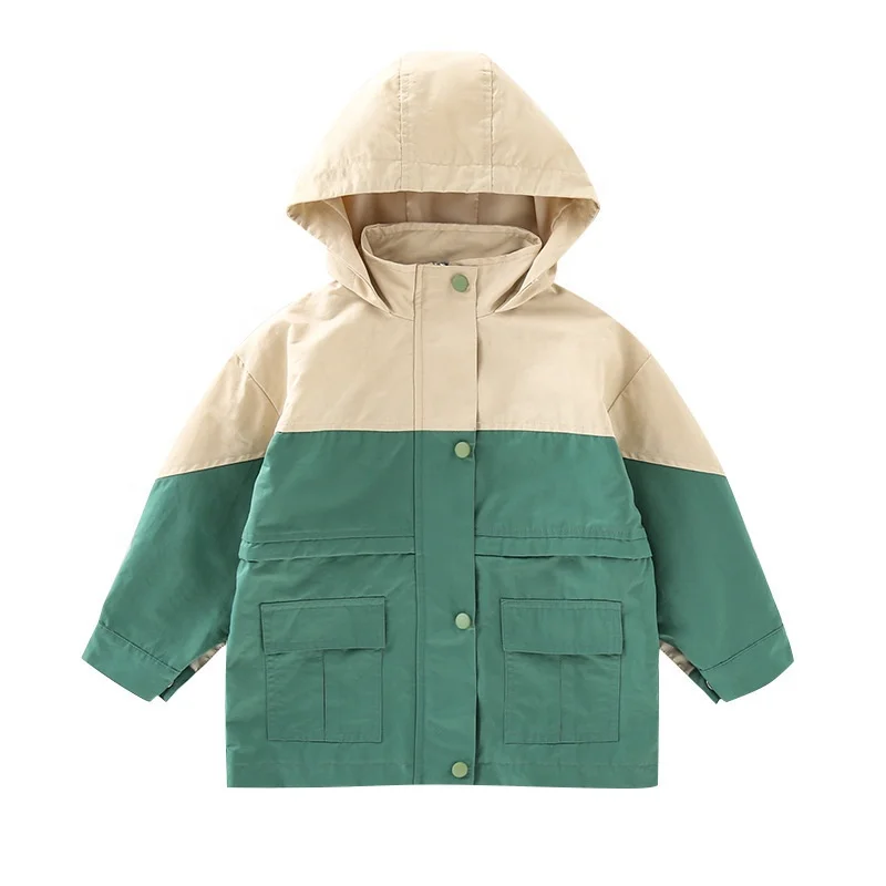 

B61683A 2019 korean fall spring hoodie warm little kids girl coat jacket, Green/orange
