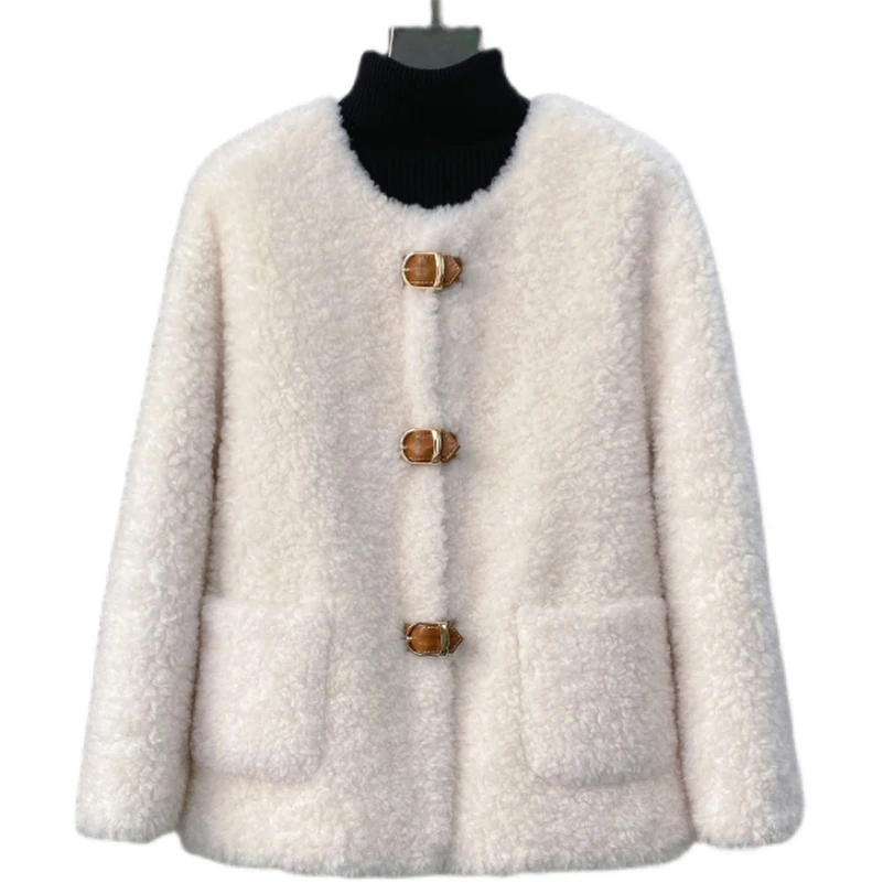 

PUDI Women Wool Fur Coat Jacket Winter Female Girl Real Sheep Shearing Parka Overcoat CT1105