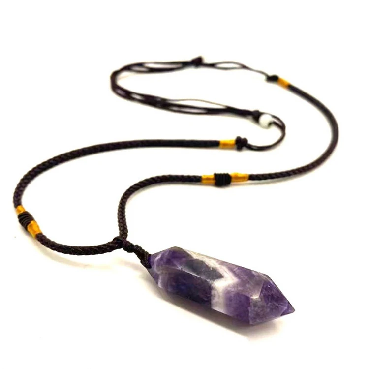 

Natural Amethyst Crystals Citrine Rose Quartz Double Crystal Point Pendant