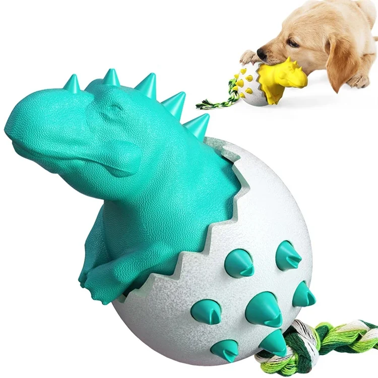 

Amazon Best Seller Dinosaur egg Tpr Teeth Cleaning Serrated Molar Rod Dog Toothbrush Chew Play Bite Pet Dog Toy For Pet