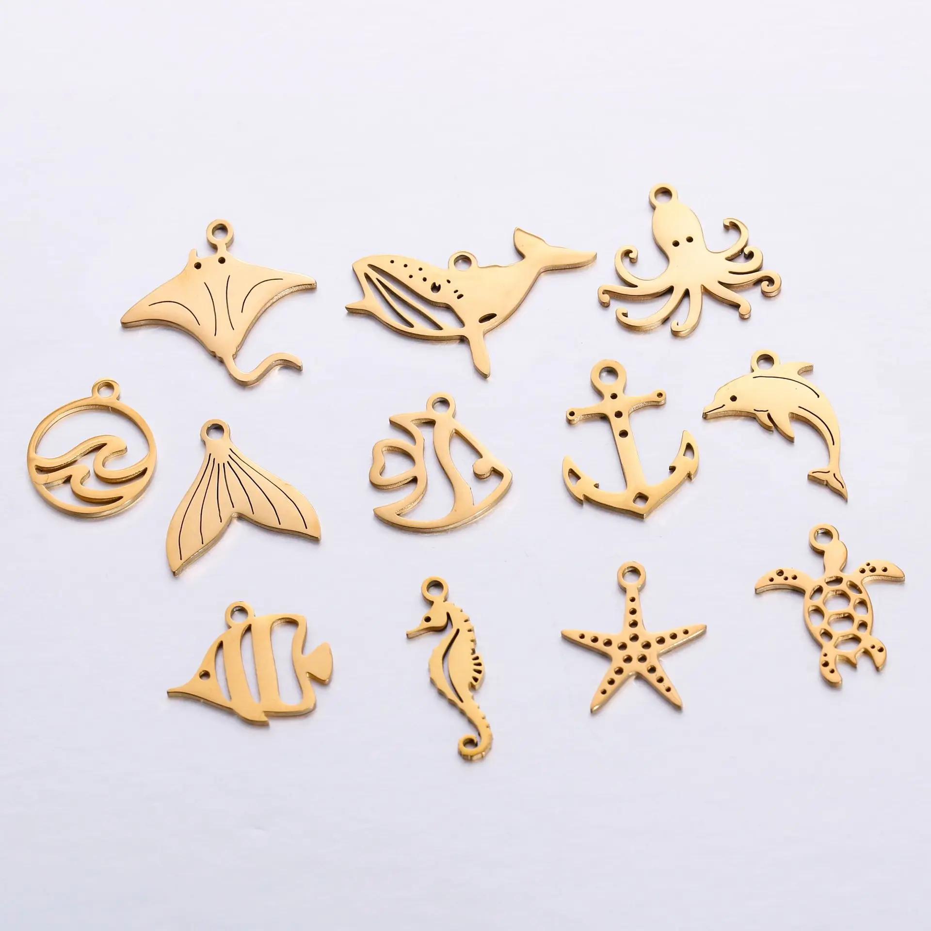 

fashion jewelry pendants stainless steel charm ocean series fishtail dolphin whale DIY bracelet necklace jewelry charms