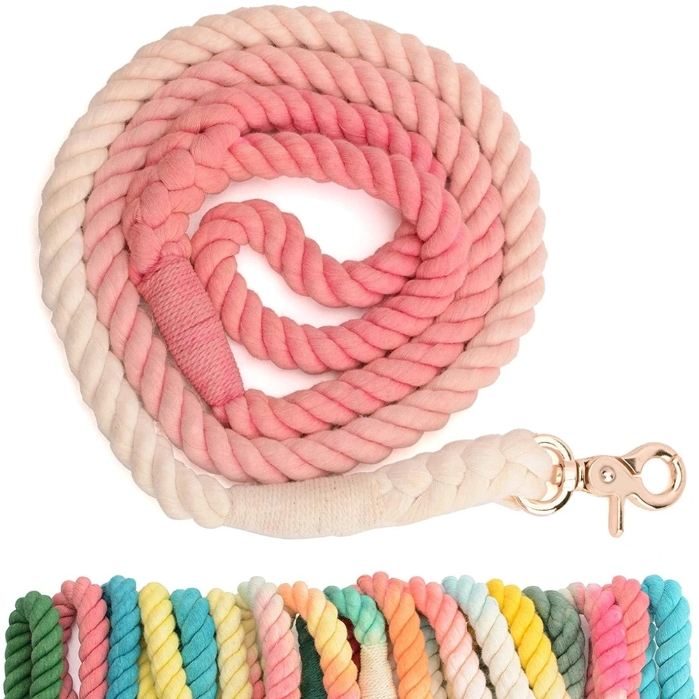 

Luxury Heavy Training Multicolor Walking Dog Cotton Rope Organic Braided Dog Leash