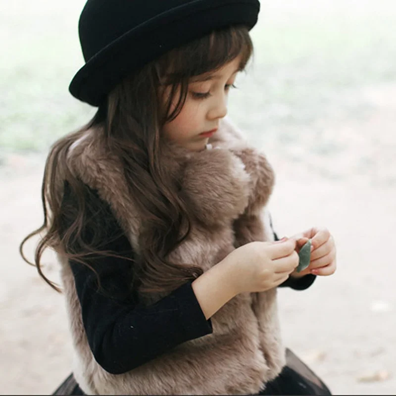 

B63762A Autumn and winter Korean new girl fur vest plus cotton padded casual coat special price, Brown/white