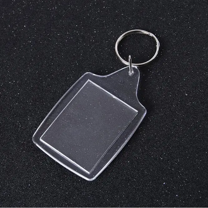 Transparent Acrylic Plastic Blank Photo Insert Key Ring /keychain Gift