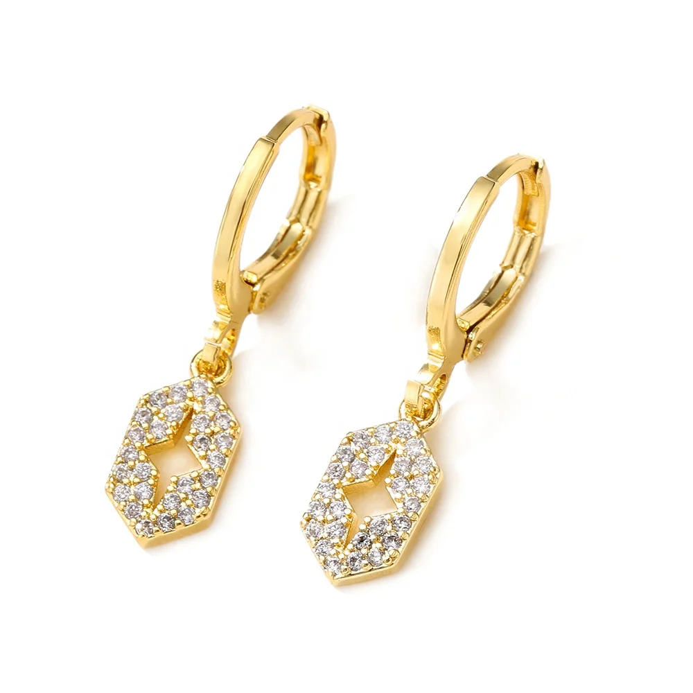 

RAKOL EP5200 statement crystal gold plated earrings cooper inlay zircon hoop earrings for women 2022