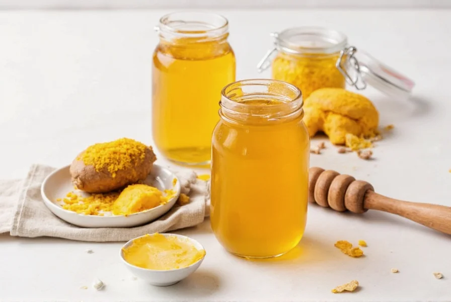 Honig-Kurkuma-Ingwer Goldene Milch in einer Tasse mit Zimtbestreuung