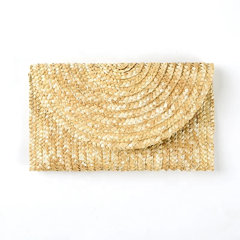 

2020 NY wholesale women handmade beach travel shopping dyeing color wheat straw pompoms tassel handbags summer straw clutch bag, Natural color or dyeing color
